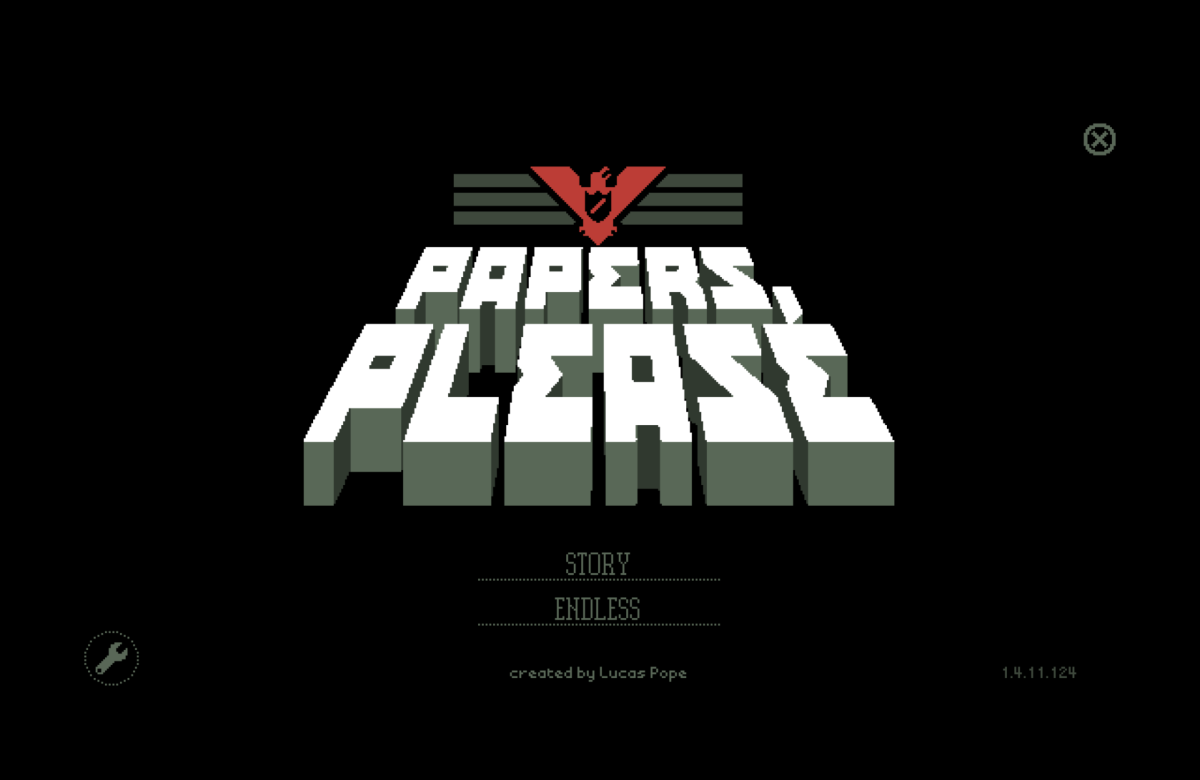 Load up title screen for Papers, Please